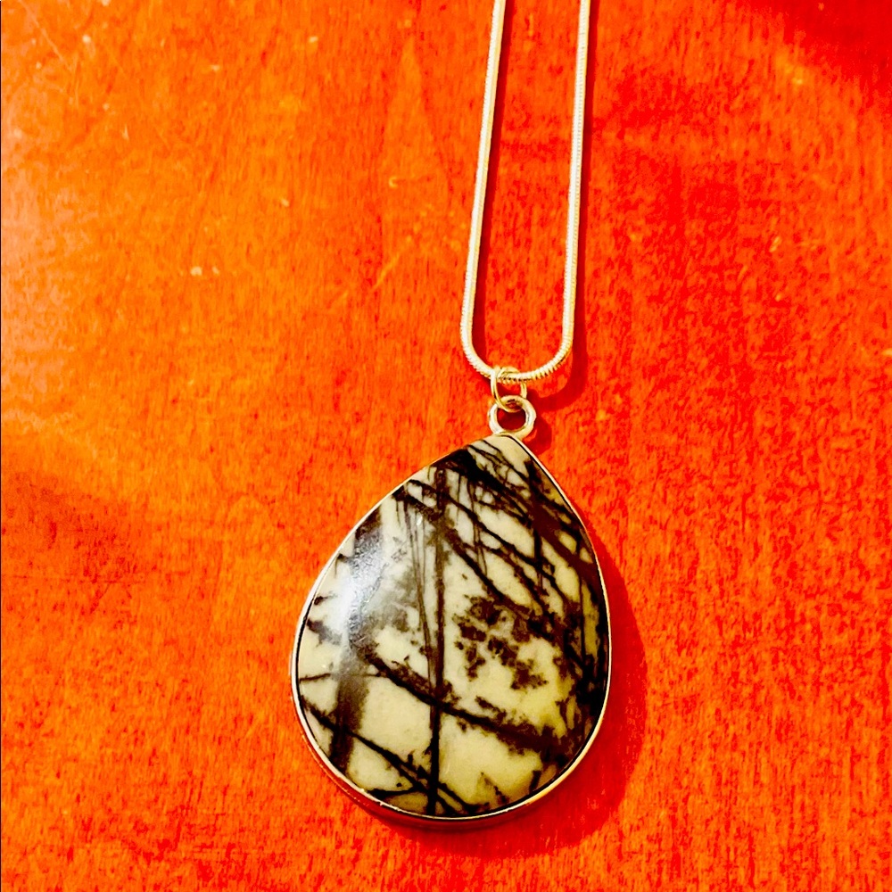Picasso Marble Pendant on Sterling Silver Snake Chain